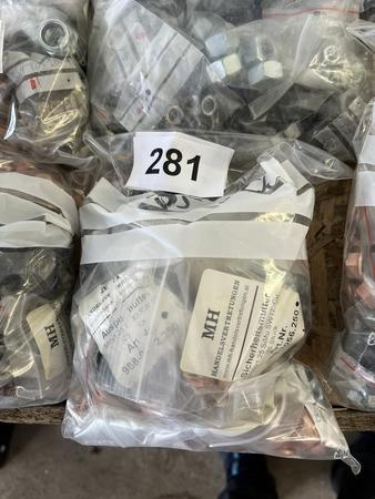 Paket mit Auspuff-,Feingewinde- u. Sicherungsmuttern, Stehbolzen, Hitzeschutzscheiben u. Kupferdichtringe Paket mit Auspuff-,Feingewinde- u. Sicherungsmuttern, Stehbolzen, Hitzeschutzscheiben u. Kupferdichtringe