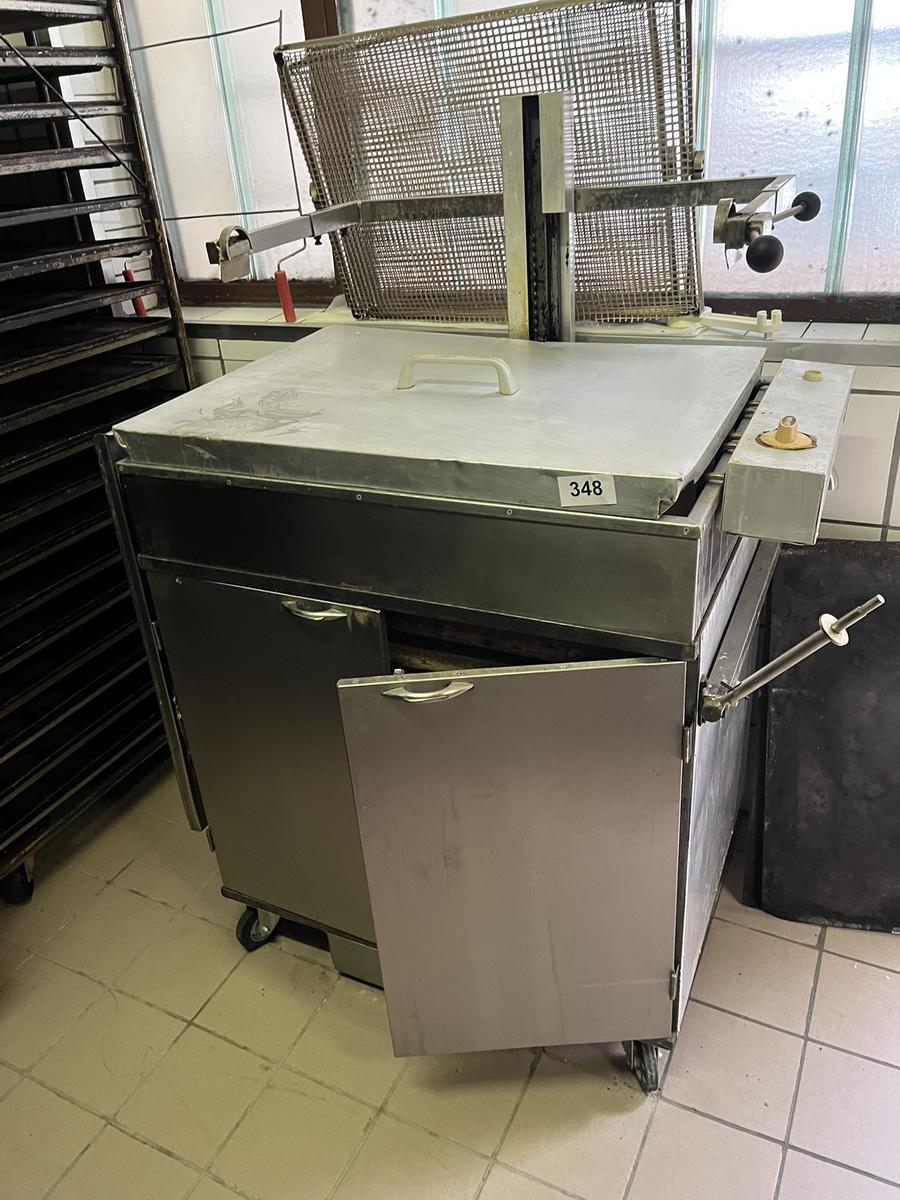 JUFEBA Fettbackgerät für Krapfen, ca.1380/1100/760 mm, mit Gärschrank, 10 Laden je 36 Stück Krapfen