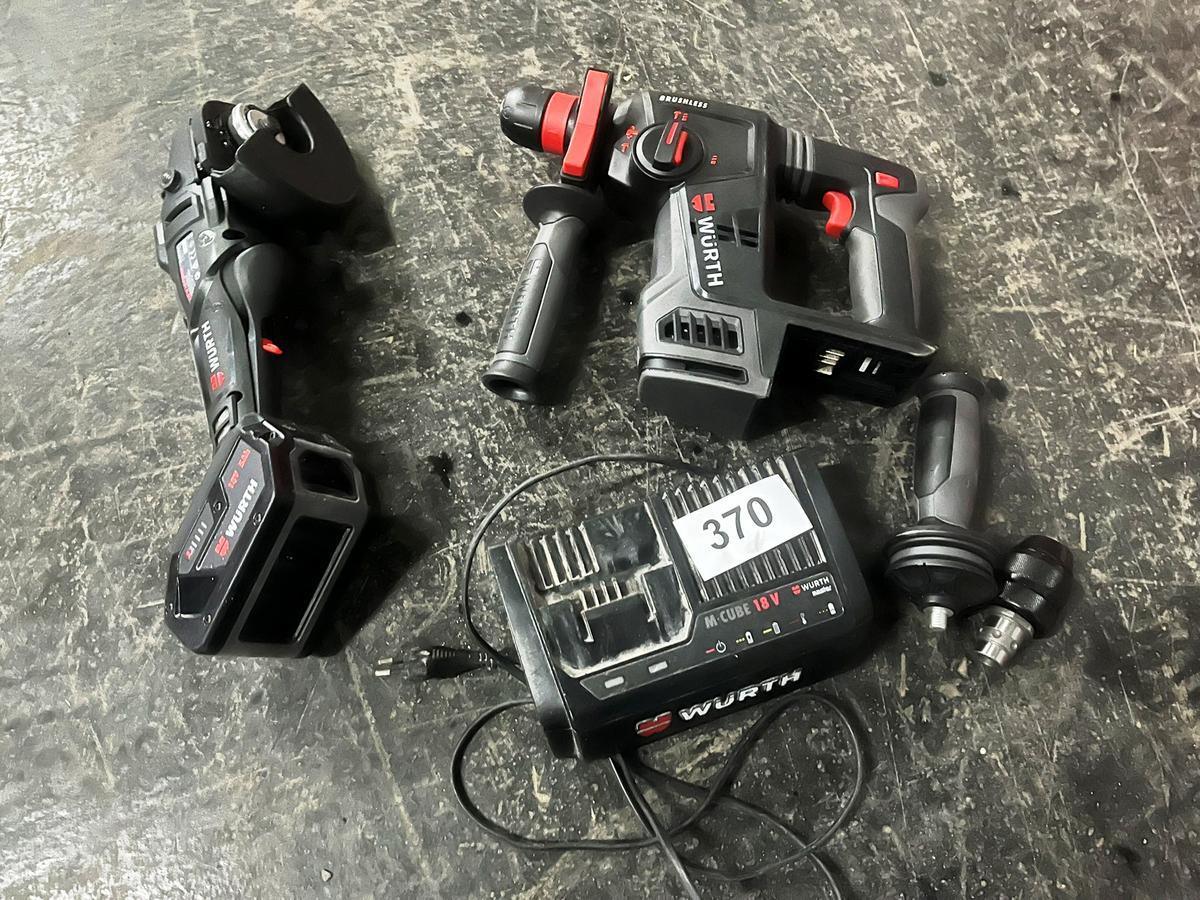 WÜRTH Set : Akku-Winkelschleifer ABS 18,Akku-Bohrhammer ABH 18 m.Akku,Ladegerät