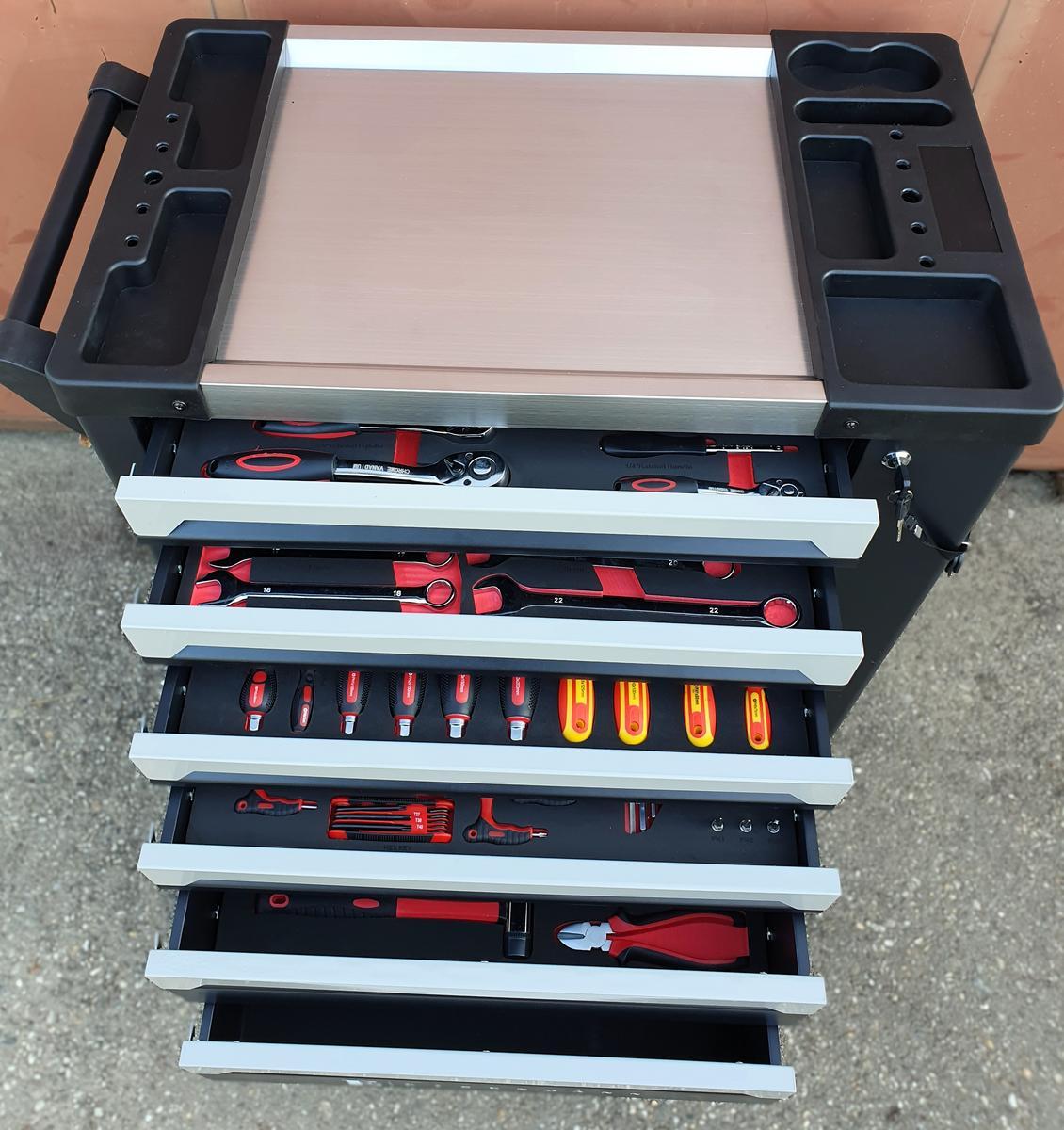 Werkzeugwagen, befüllt, 292-teilig, ca. 840 × 455 × 880 mm (B/T/H)?d=2025-12-06 05:46:09