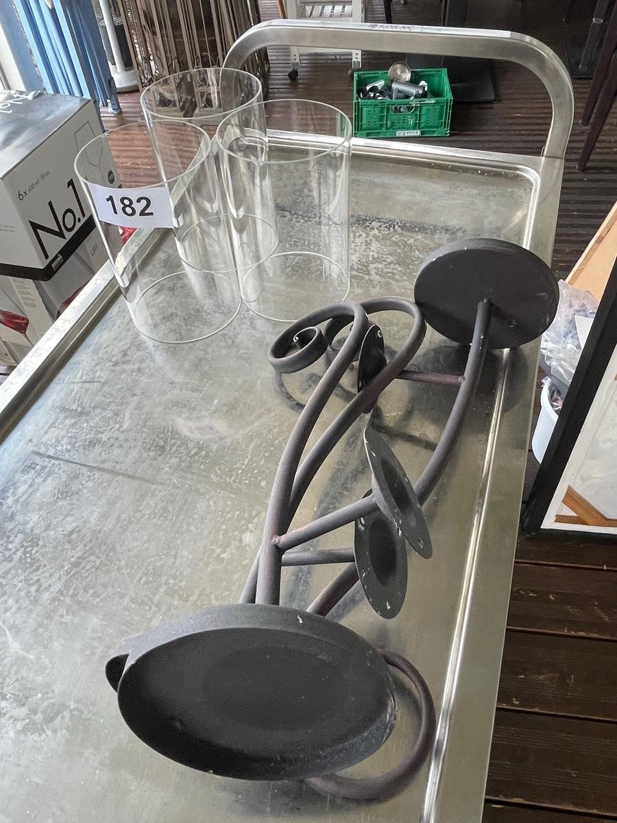 3 Stk. Wandkerzen, schwarz /Glas