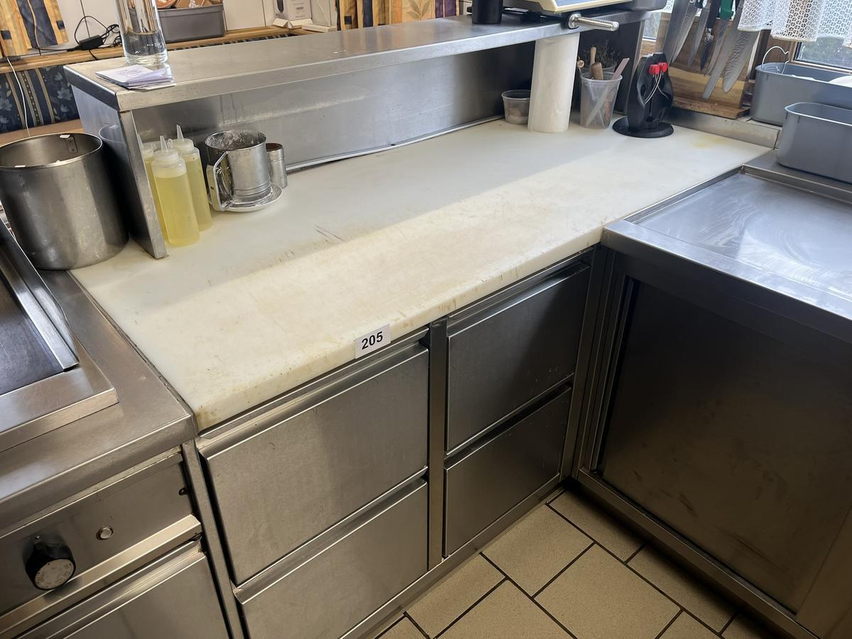 Edelstahlmodul mit Kunststoff-Arbeitsplatte ca.165x70x115 cm mit Sichtschutzblende