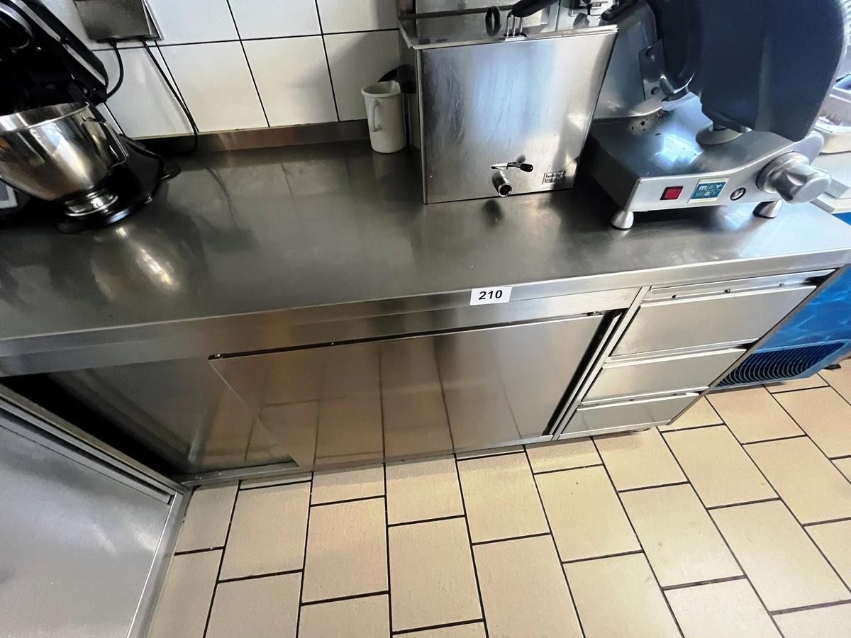 Arbeitsmodul in Edelstahl ca.210/70 cm mit 3 Auszugsladen und Schiebet&uuml;re?d=2025-12-16 03:00:49