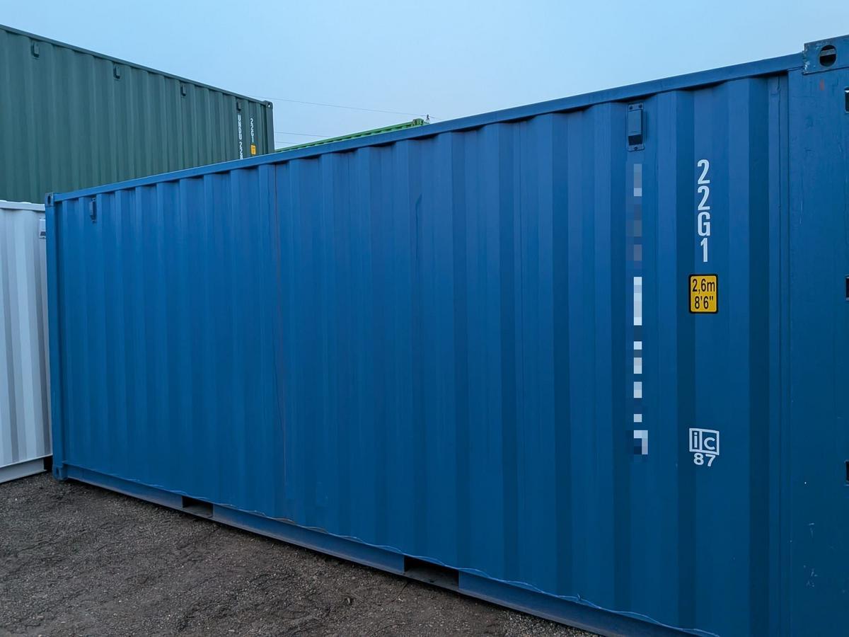 20 Fu&szlig; ISO See- und Lagercontainer, RAL5010 enzianblau