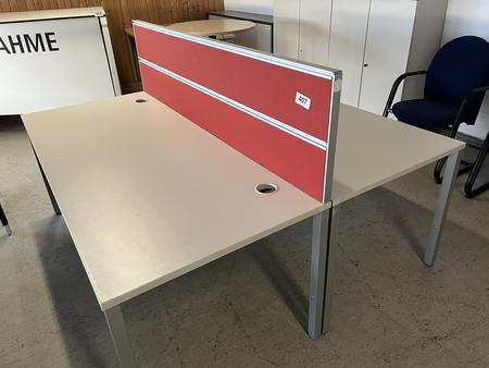 Doppel-, Arbeitsplatz 2 Schreibtische 160/80 cm mit Trennwand