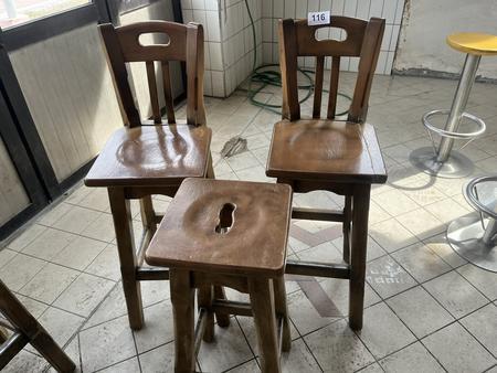 3er Barhocker-Set, 2 Stk. mit Lehne, 1 Stk. ohne Lehne