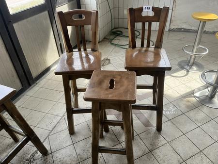 3er Barhocker-Set, 2 Stk. mit Lehne, 1 Stk. ohne Lehne