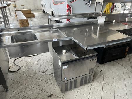 Edelstahl Zulauftisch, mit Ablage, ca. 214x78cm, mit Sp�lbecken 40x40cm