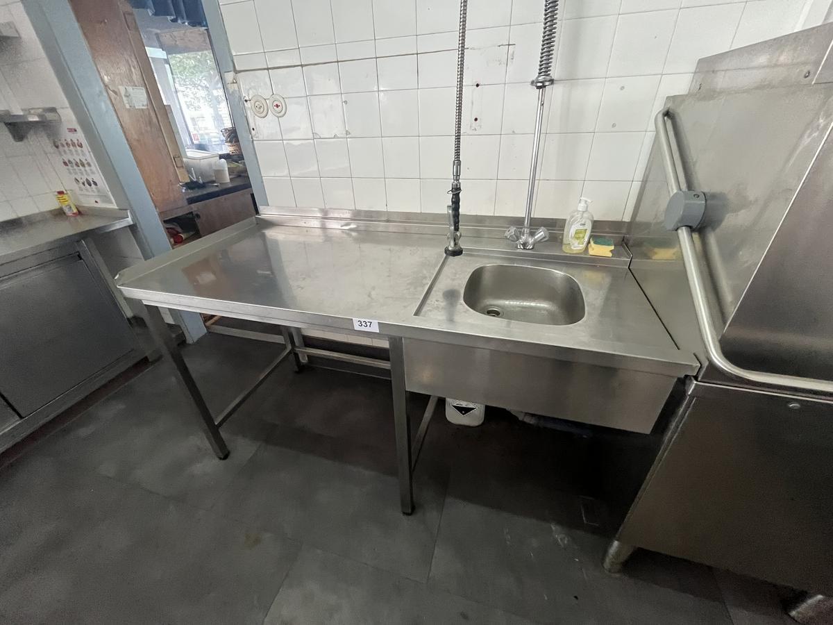 Zulauftisch mit Sp&uuml;lbecken ca. 162 x 74 x 86 cm mit Brause?d=2026-05-25 20:39:32