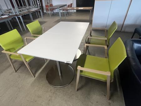 Tischmodul ca. 80 x 80 x 79 cm, Platte wei� mit 2 Stk. SELMA St�hlen mit Armlehne