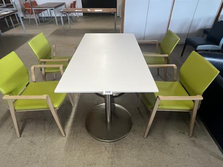 Tischmodul ca. 80 x 80 x 79 cm, Platte wei� mit 2 Stk. SELMA St�hlen mit Armlehne