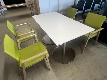 Tischmodul ca. 80 x 80 x 79 cm, Platte wei� mit 2 Stk. SELMA St�hlen mit Armlehne