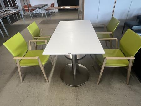 Tischmodul ca. 80 x 80 x 79 cm, Platte wei� mit 2 Stk. SELMA St�hlen mit Armlehne