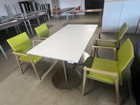Tischmodul ca. 80 x 80 x 79 cm, Platte wei� mit 2 Stk. SELMA St�hlen mit Armlehne