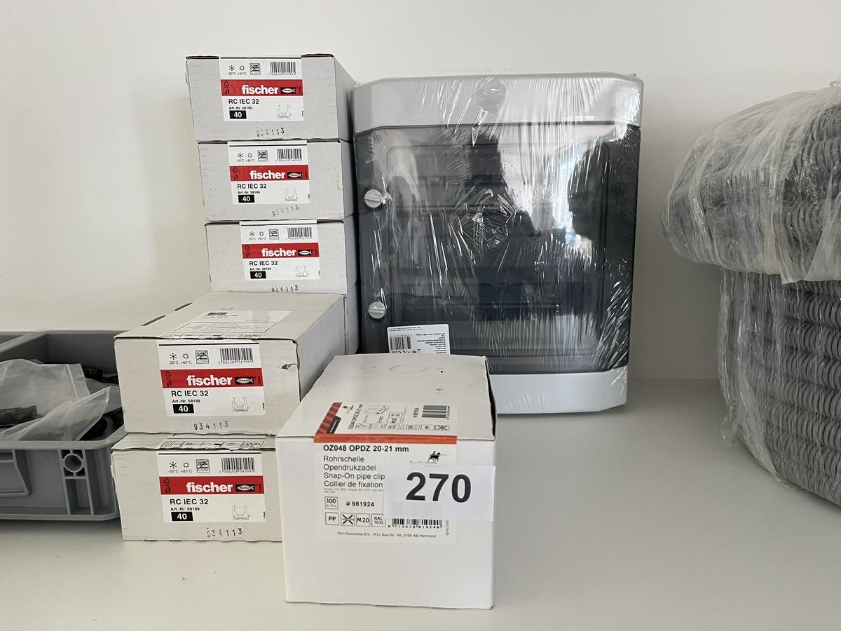 Elektromaterial :Gro&szlig;posten Fischer Rohrschellen mit Aufputzverteiler 2reihig und Stecker PV, Z&auml;hleranschlussklemmen, Panzerkunststoffrohr, 0-Leiter-Durchf&uuml;hrung?d=2026-05-25 21:18:51