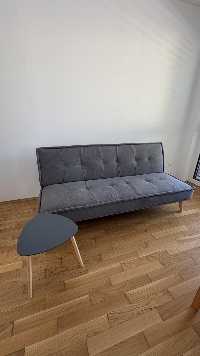 Sofa, ca. 178Lx80Bcm, ausgeklappt 120Bcm Stoffbezug, grau
