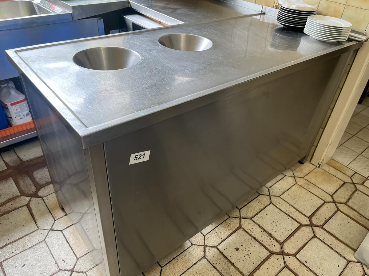 Edelstahlzulauftisch mit 2 Abwurf&ouml;ffnungen ca. 160/70/90 cm?d=2026-06-06 00:01:35