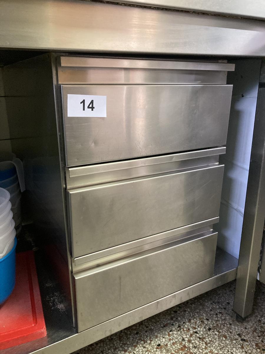 Edelstahl Arbeitsmodul, Ma&szlig;e: ca. 40 x 70 x 60 cm, 3 Laden?d=2026-07-28 18:38:46